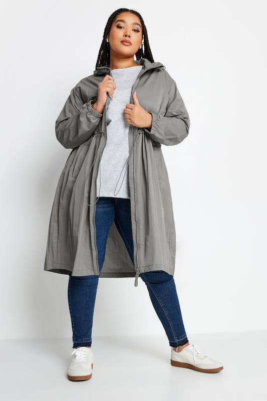 YOURS Plus Size Grey Lightweight Longline Parka Jacket | Yours Clothing 1