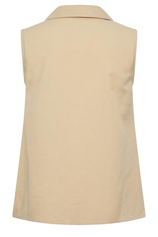 Petite Stone Brown Linen Blend Sleeveless Shirt | PixieGirl 8