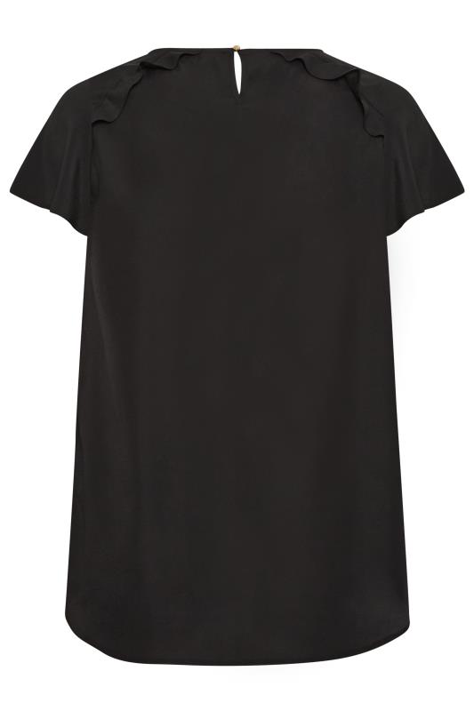 YOURS Plus Size Black Frill Short Sleeve Blouse | Yours Clothing 7