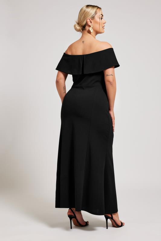 YOURS LONDON Plus Size Black Ruffle Bardot Maxi Dress | Yours Clothing 4