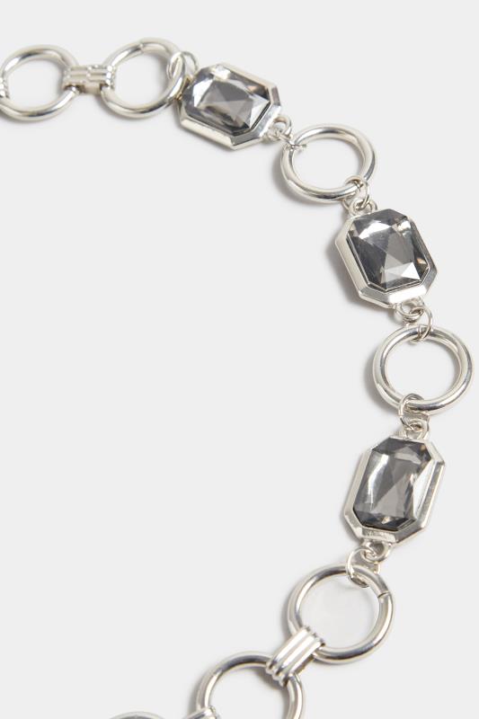 Silver Chunky Gemstone Chain Necklace | Yours Clothing 3