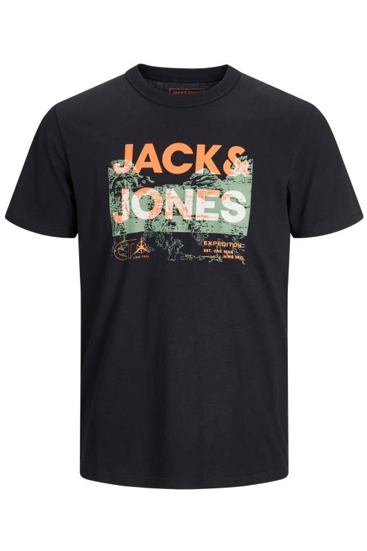 JACK & JONES Big & Tall Black Logo Short Sleeve T-Shirt_F.jpg