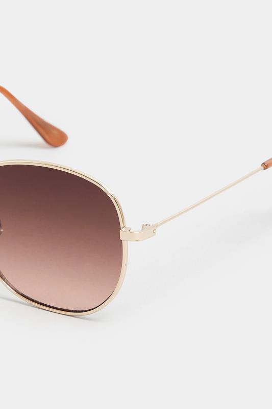 Gold Tone Round Sunglasses | Yours Clothing 4