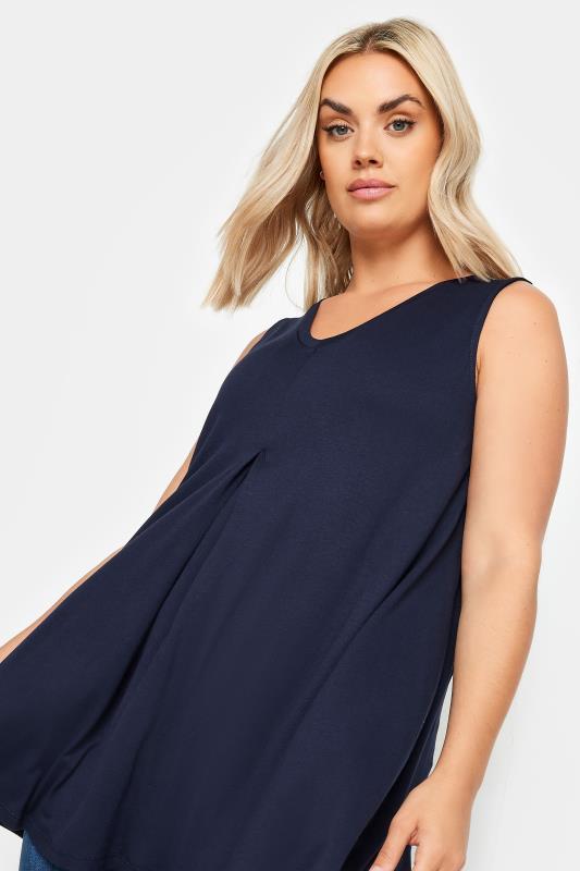 YOURS Plus Size Navy Blue V-Neck Swing Vest Top | Yours Clothing 4