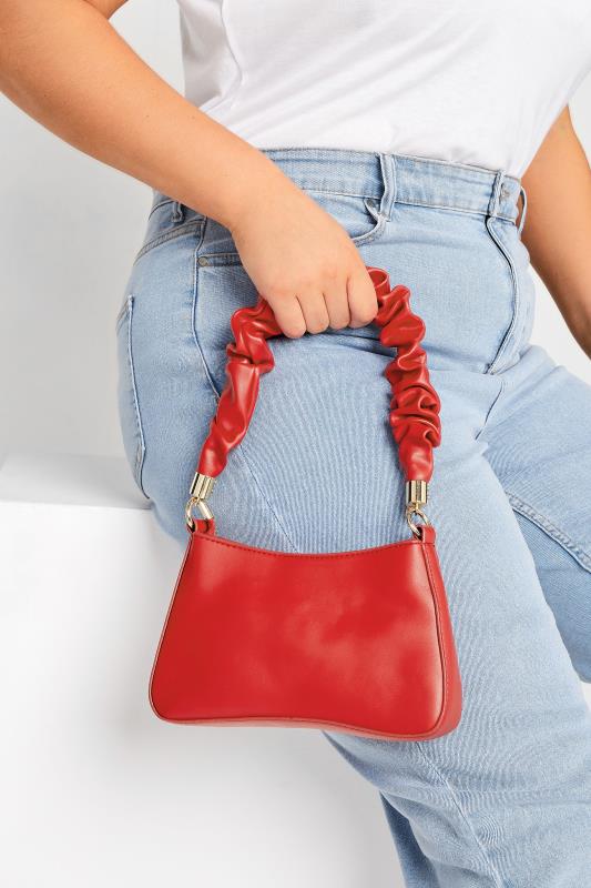  Red Ruched Handle Bag