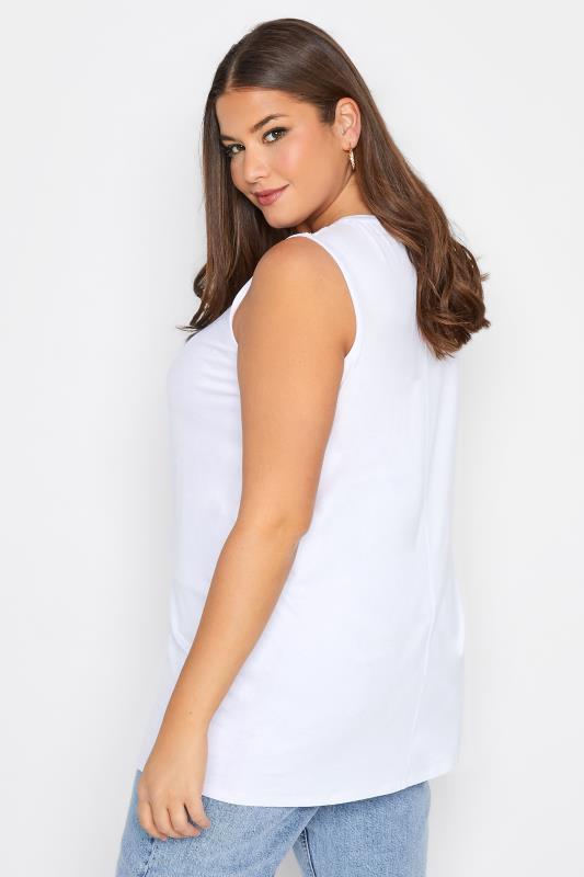 Plus Size White Aztec Embroidered Tie Neck Top | Yours Clothing  3