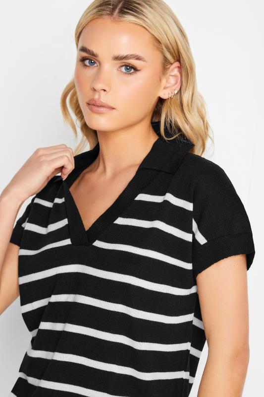 Petite Black Stripe Print Collared Sweater Vest | PixieGirl 4