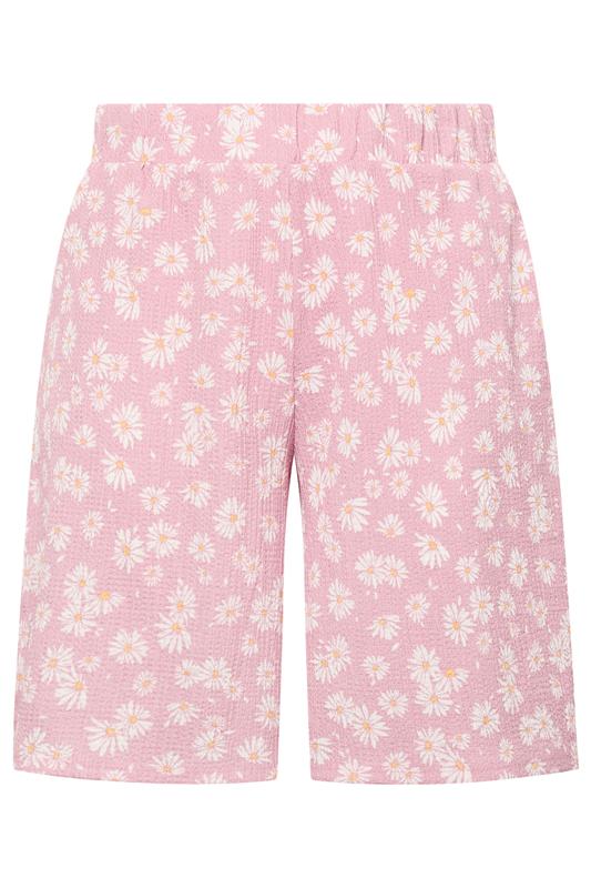 YOURS Plus Size Pink Daisy Shorts | Yours Clothing 5
