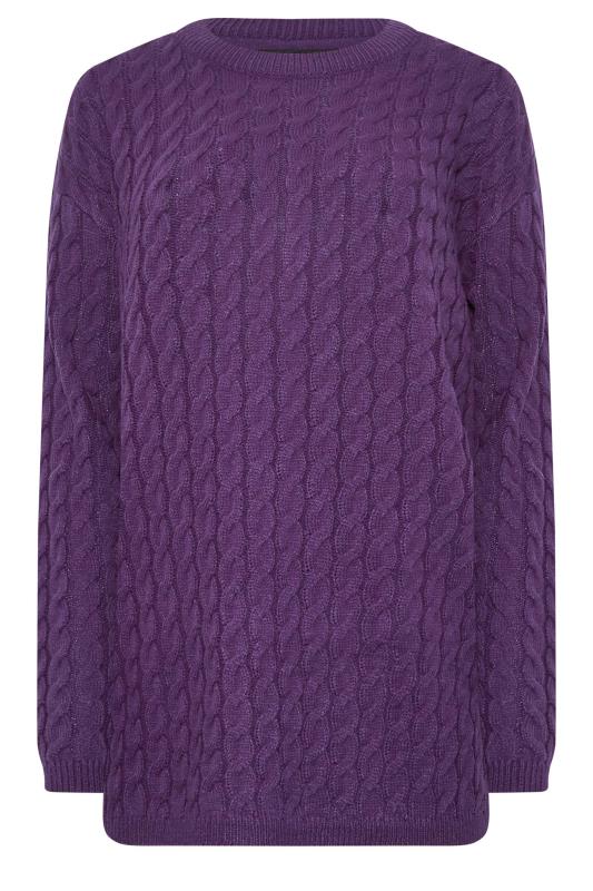 LTS Tall Womens Purple Cable Knit Jumper | Long Tall Sally  6