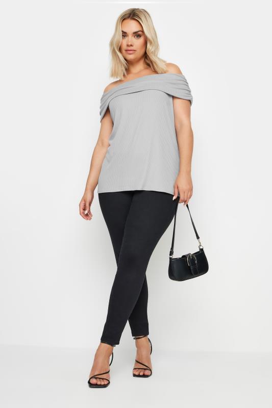 LIMITED COLLECTION Plus Size Grey Bardot Top | Yours Clothing 2