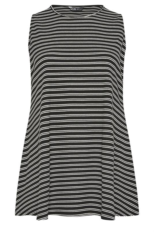 YOURS Plus Size Black Stripe Soft Touch Swing Vest Top | Yours Clothing 5