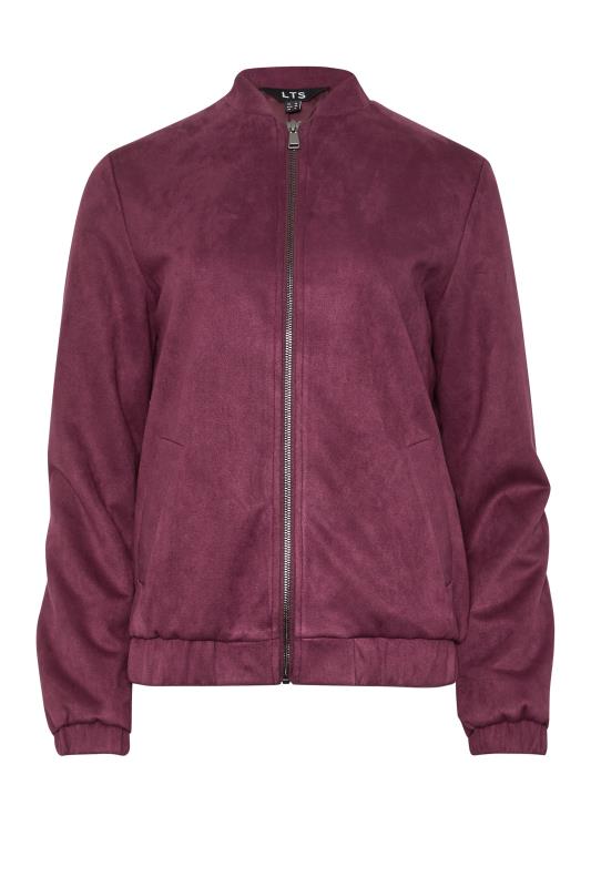 LTS Tall Burgundy Red Faux Suede Bomber Jacket | Long Tall Sally 7