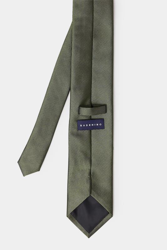 BadRhino Khaki Green Plain Textured Tie | BadRhino 3