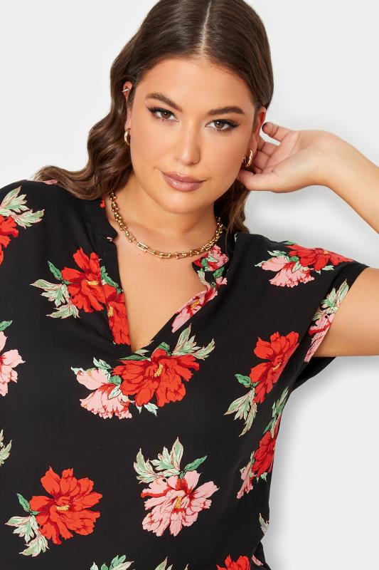 YOURS Curve Plus Size Black Rose Print Blouse | Yours Clothing  4