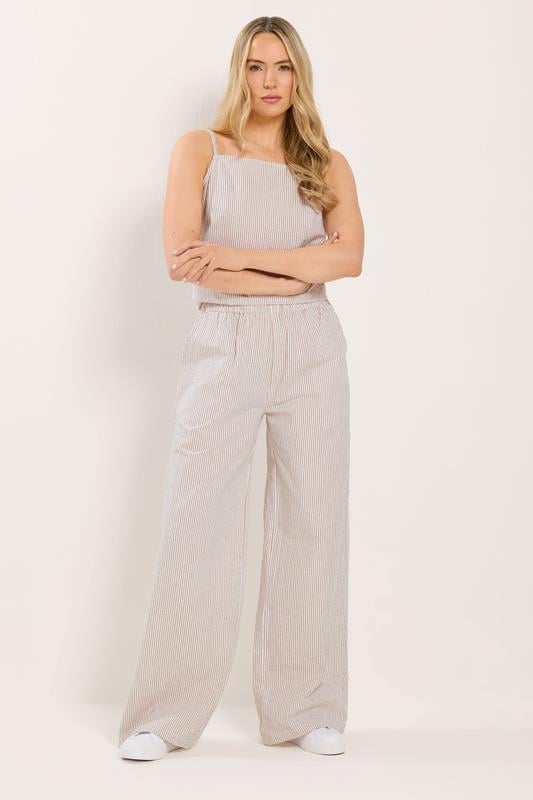 LTS Tall Gestreifte Hose mit weitem Bein in Kamelbraun
