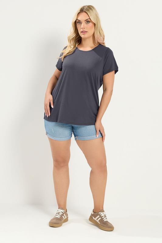YOURS Plus Size Stone Grey Core T-Shirt | Yours Clothing 1