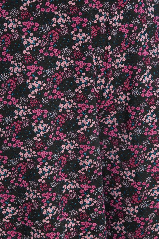 Curve Black & Pink Floral Print Jersey Shorts 4