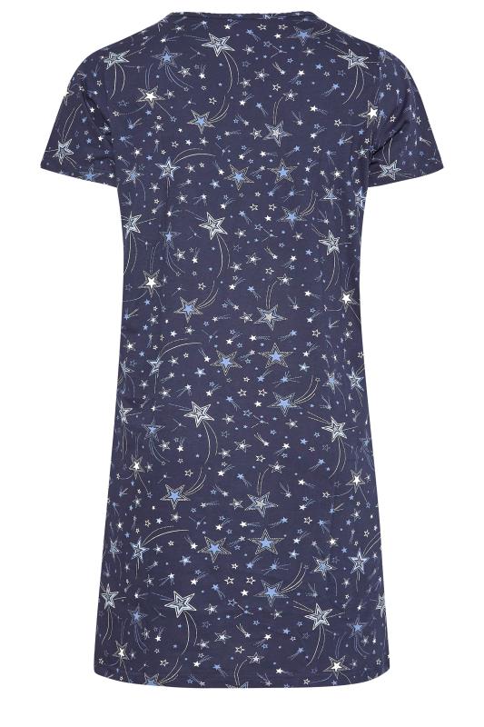 Yours Clothing Cotton Curve Navy Blue Star Print Placket Nightdress Womens Clothing Nightwear and sleepwear Nightgowns and sleepshirts 