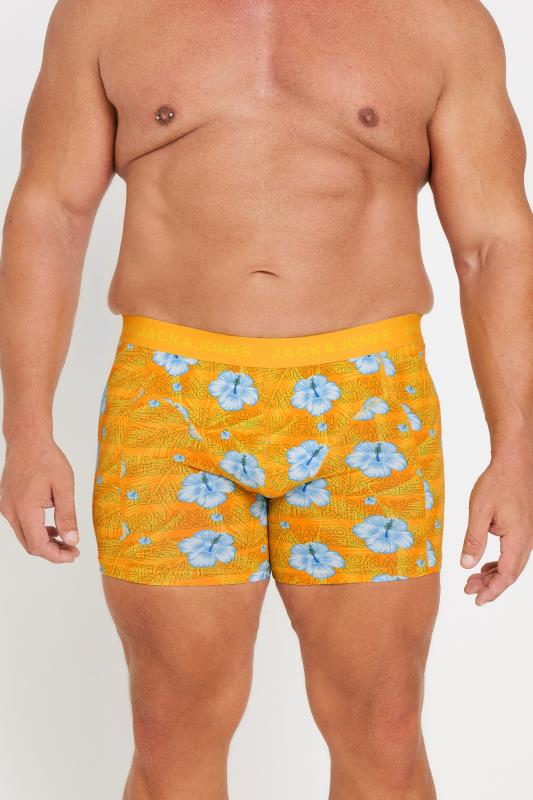 JACK & JONES Big & Tall 3 PACK Blue & Orange Hawaiian Print Trunks | BadRhino 2