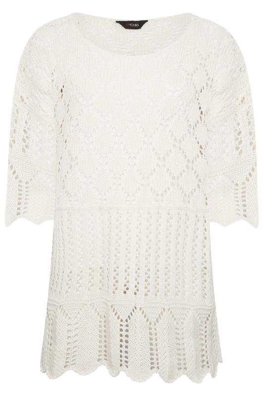 YOURS Plus Size Curve White Crochet Jumper | Yours Clothing  7