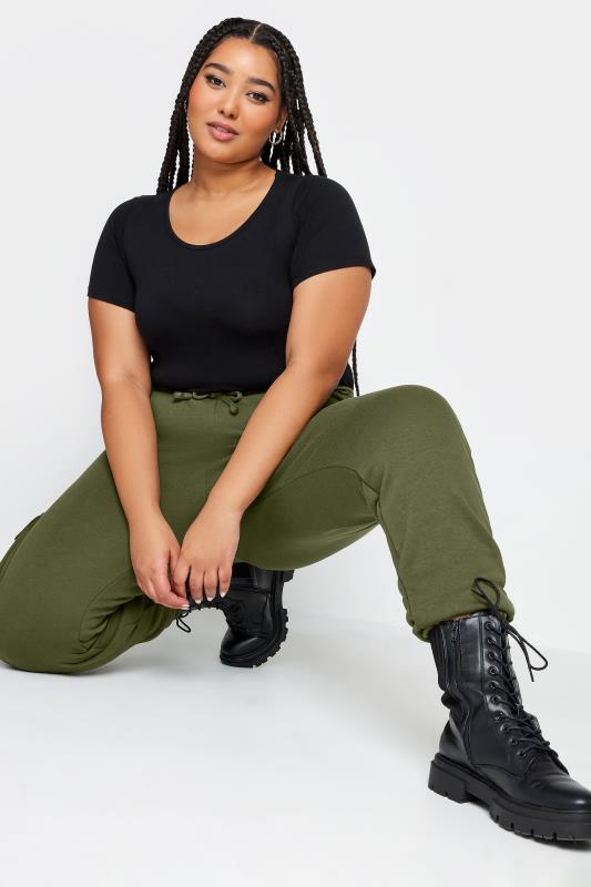 YOURS Plus Size Khaki Green Cuffed Cargo Joggers | Yours Clothing 4