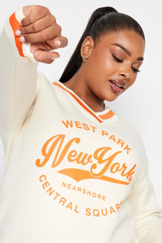 YOURS Plus Size White 'New York' Varsity Sweatshirt | Yours Clothing 4