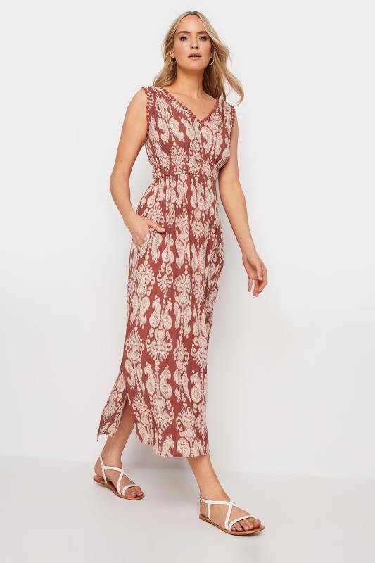 LTS Tall Women's Rust Orange Aztec Print V-Neck Midaxi Dress | Long Tall Sally 3