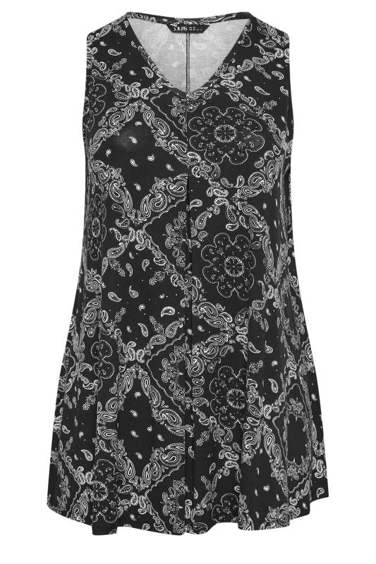 YOURS Plus Size Black Abstract Print Swing Vest Top | Yours Clothing 5