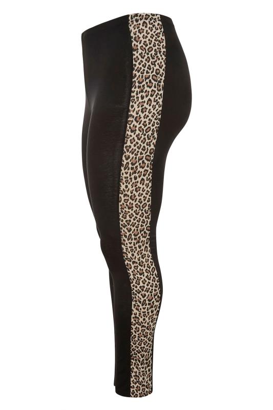 LIMITED COLLECTION Curve Black Leopard Print Stripe Leggings 4