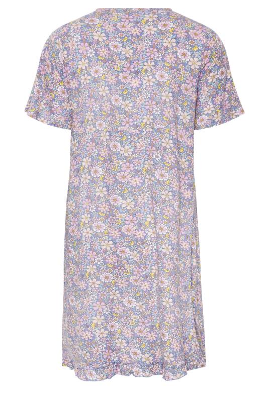 YOURS Curve Plus Size Purple Floral Peplum Soft Touch Nightdress | Yours Clothing  6