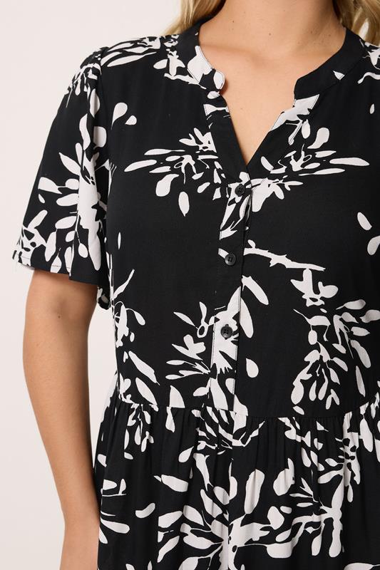 YOURS Plus Size Black Abstract Placket Dress | Yours Clothing 4
