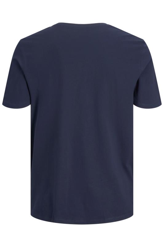 JACK & JONES Big & Tall Navy Blue Sunny Skull Print T-Shirt 3