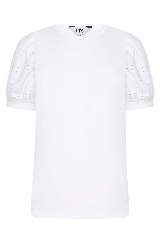 LTS Tall White Broderie Anglaise Puff Sleeve Top_X.jpg