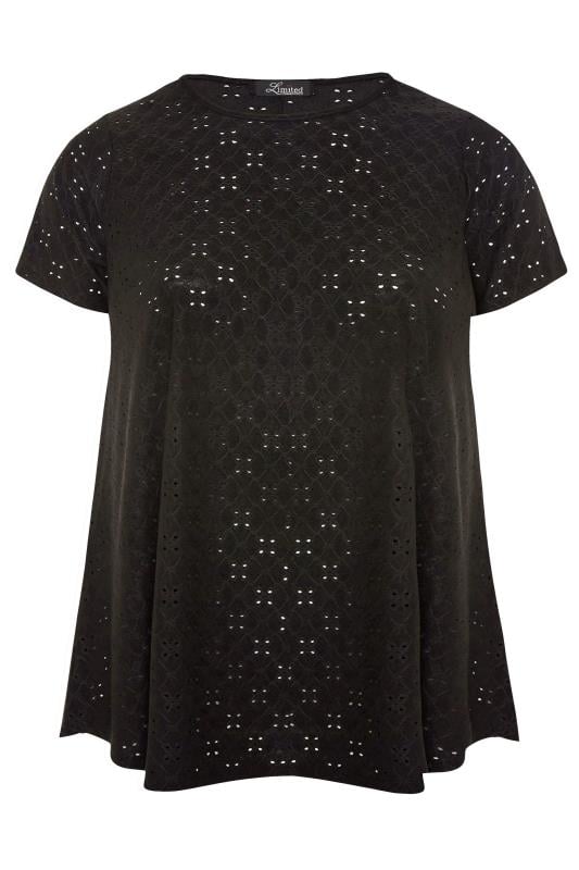 LIMITED COLLECTION Black Broderie Anglaise Swing Top | Yours Clothing