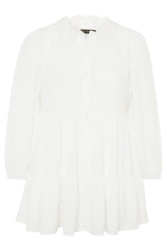 LIMITED COLLECTION Curve White Embroidered Collar Tiered Hem Shirt 5