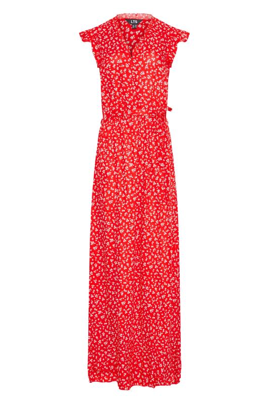 LTS Tall Women's Red Ditsy Print Frill Maxi Dress | Long Tall Sally 6