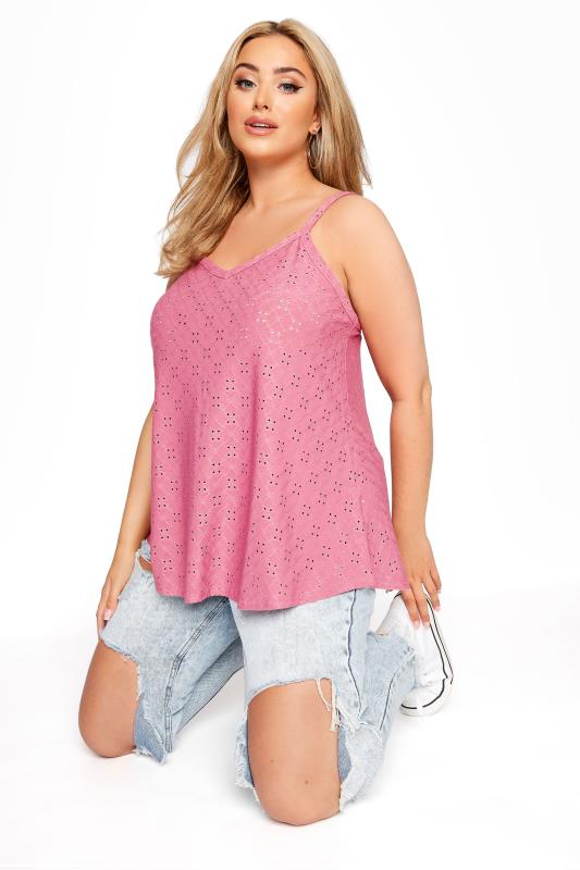 Plus Size  LIMITED COLLECTION Rose Wine Anglaise Swing Cami Top