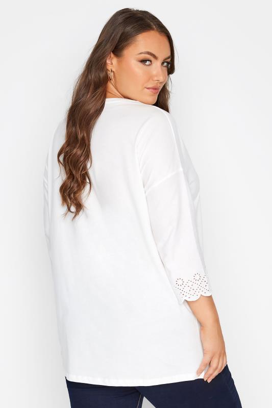 Plus Size White Scallop Sleeve Top | Yours Clothing 3