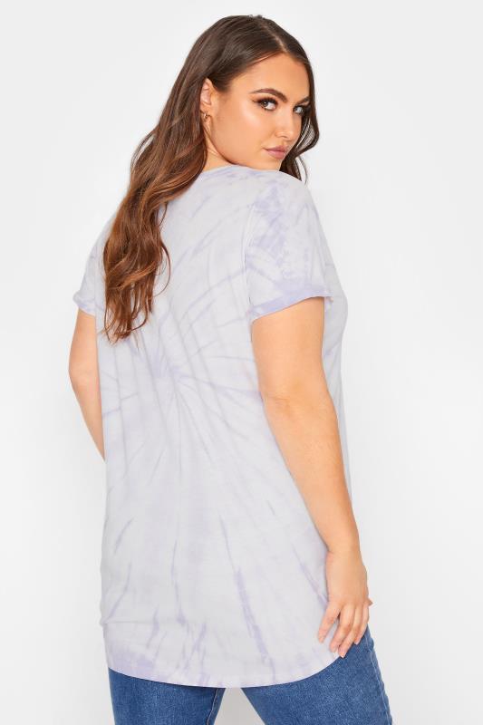 YOURS FOR GOOD Plus Size Lilac Spiral Tie Dye T-Shirt | Yours Clothing 3
