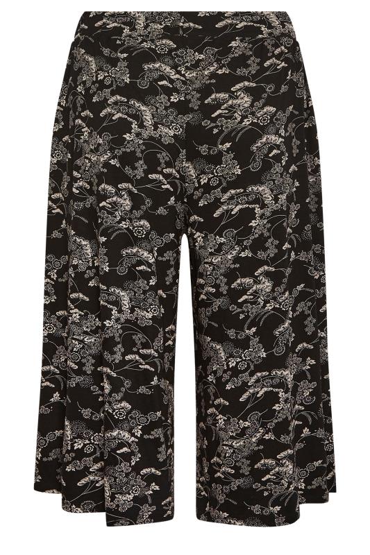 YOURS Curve Black & Cream Floral Print Culottes | Yours Clothing 6