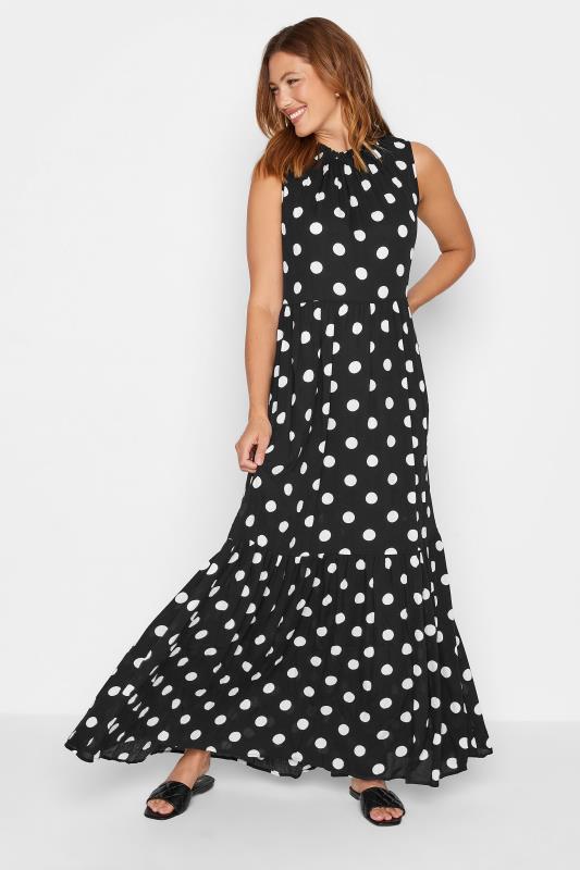 LTS Tall Black Polka Dot Maxi Dress 1