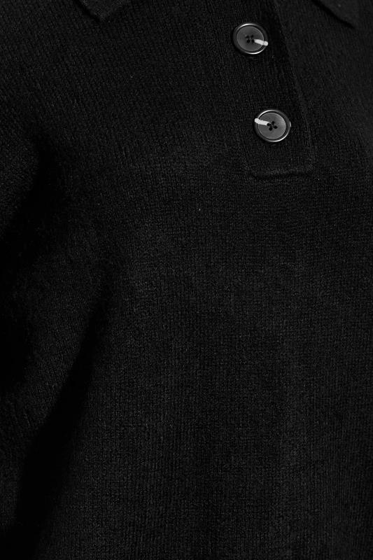 LTS Long Sleeve Black Button Placket Knit Jumper | Long Tall Sally 5