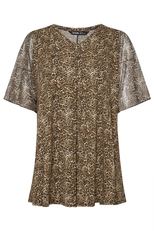 YOURS Plus Size Brown Leopard Print Mesh Swing Top | Yours Clothing 6