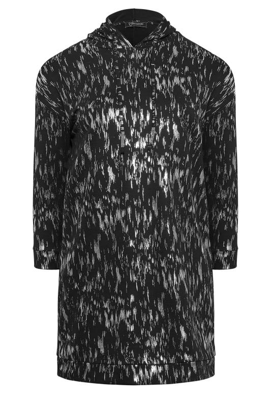 YOURS LUXURY Curve Black Foil Printed Hoodie Dress | Yours Clothing 7