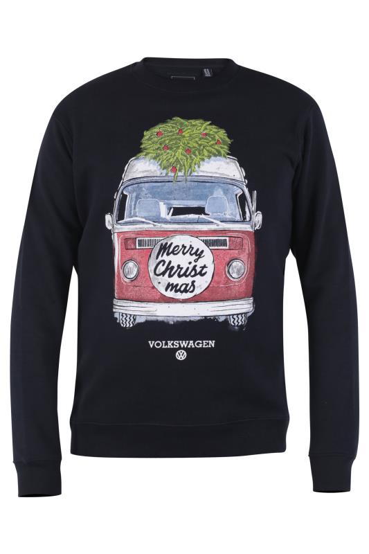 D555 Navy 'Merry Christmas' Volkswagen Camper Van Printed Sweatshirt_F.jpg