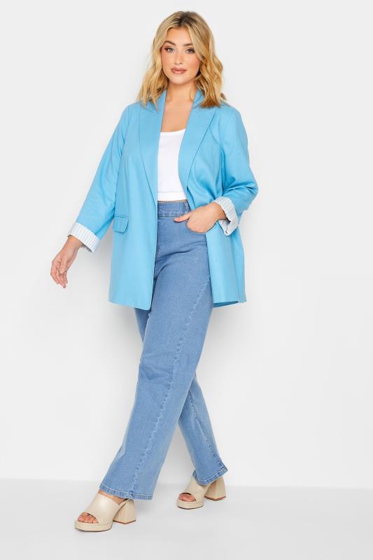 YOURS Plus Size Blue Linen Tailored Blazer | Yours Clothing 4