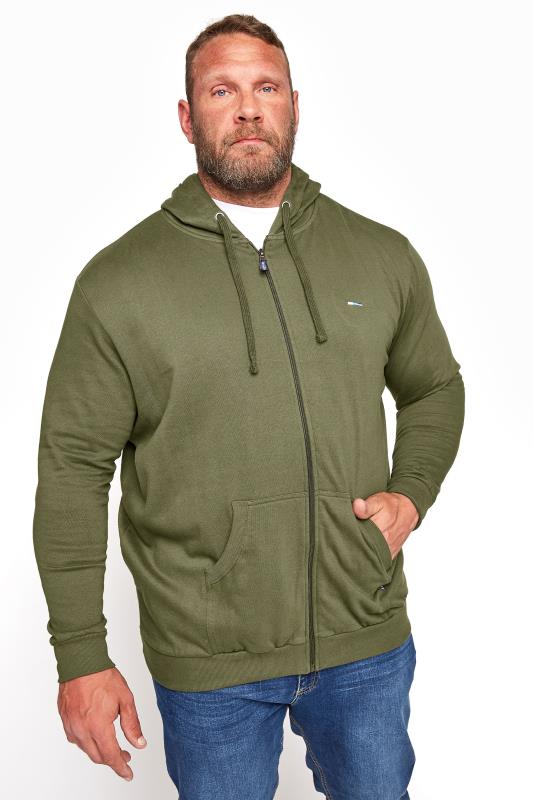 Men's Casual / Every Day BadRhino Big & Tall Khaki Green Zip Through Hoodie