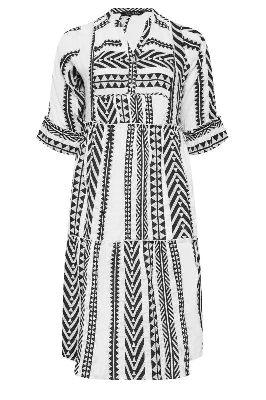 LIMITED COLLECTION Plus Size White Aztec Print Smock Midi Dress | Yours Clothing 7