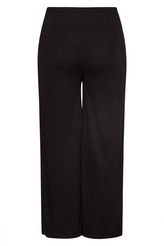 BUMP IT UP MATERNITY Curve Black Ribbed Wide Leg Trousers 5