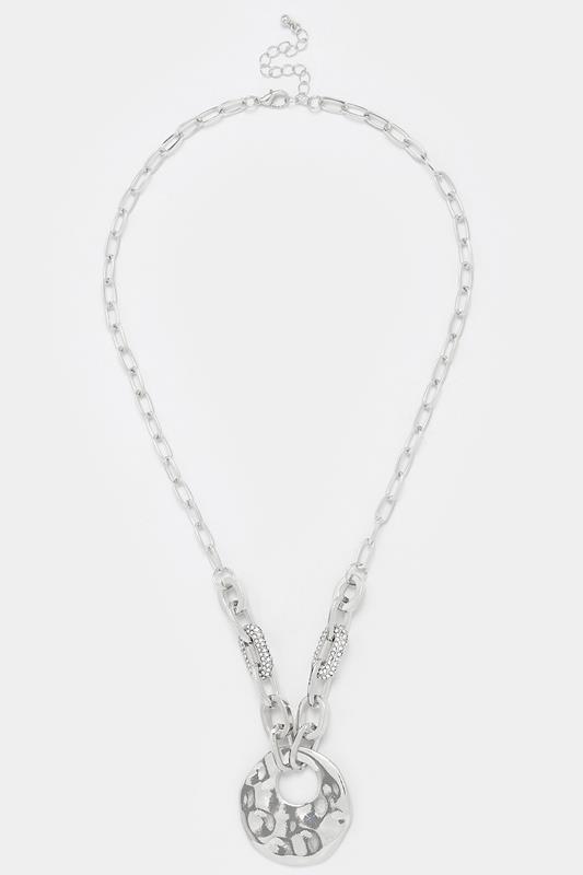 Silver Tone Diamante Link Pendant Necklace | Yours Clothing 1